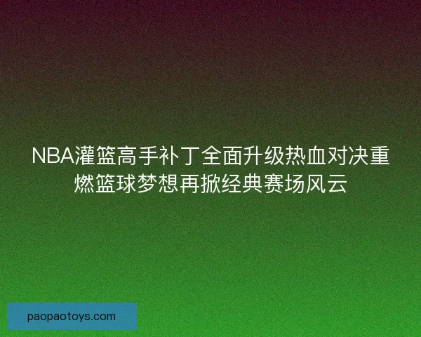 NBA灌篮高手补丁全面升级热血对决重燃篮球梦想再掀经典赛场风云