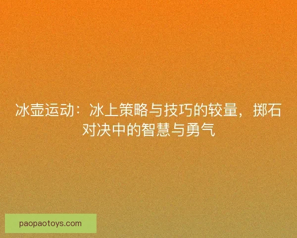 冰壶运动：冰上策略与技巧的较量，掷石对决中的智慧与勇气